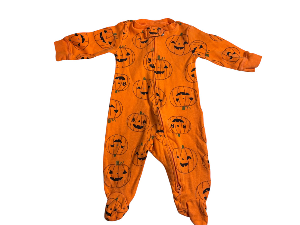 Preloved Baby Halloween Jack-O-Lantern Footed Pajamas